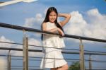 Portrait Of Thai Teen Beautiful Girl Happy And Relax Stock Photo