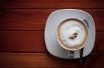 Top View Of Cappuccino Coffee Stock Photo