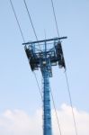 Blue Pole Of Cable Car Stock Photo