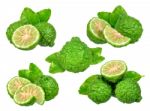 Set Of Bergamot Isolated On White Background Stock Photo