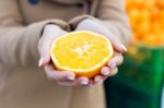 Young Beautiful Woman Shopping Fruit In A Market Stock Photo