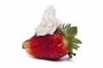 Fresh Strawberry Fruit With Cream Stock Photo