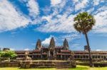 Temple And Palm Tree Stock Photo