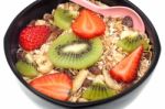 Muesli With Fruits Wholegrain Breakfast Stock Photo