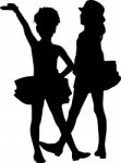 Dancing Silhouettes Children Stock Photo