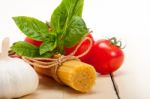 Italian Basic Pasta Ingredients Stock Photo