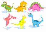 Dinosaur Cartoon Set Stock Photo