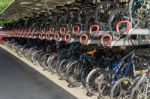 Cycle Rack At East Grinstead Railway Station Stock Photo