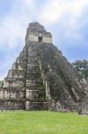 Tikal Temple I, Temple Of The Great Jaguar In The Main Plaza Of Stock Photo