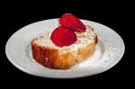 Pound Cake With Strawberry On Black Stock Photo