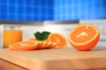 Juicy Orange On The Kitchen Stock Photo