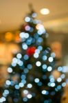 Abstract Of Christmas Tree Light Bokeh For Background Stock Photo