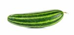 Striped Cucumber Isolated On The White Background Stock Photo