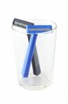 Two Razors In Glass Stock Photo