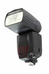 Front Of Camera Flash Light On White Background Stock Photo