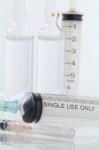 Single Use Only Syringe Stock Photo