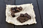 Dark Chocolate Pieces Stock Photo