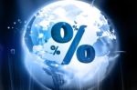 Globe With Percentage Symbols Stock Photo