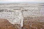 Breakwater Covered By Ice Stock Photo