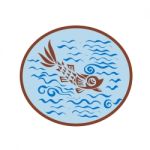 Medieval Fish Swimming Oval Retro Stock Photo