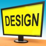 Design On Monitor Shows Creative Artistic Designing Stock Photo