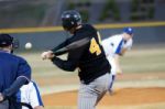 A Batter About To Hit A Pitch During A Baseball Game Stock Photo