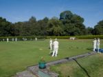 Isle Of Thorns, Sussex/uk - September 11 : Lawn Bowls Match At I Stock Photo