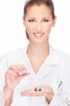 Female Nurse Holding  Medics Stock Photo