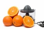 Automatic Orange Juicer Machine Stock Photo