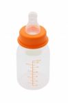 Side Baby Milk Bottle On White Background Stock Photo