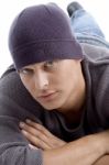 Young Guy Wearing Winter Cap Stock Photo