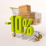 Shopping Cart And Percentage Sign, 10 Percent Stock Photo