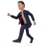 Businessman Walks Quickly Represents Fast Track And Brisk Stock Photo