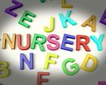 Nursery Written In Kids Letters Stock Photo