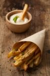 Fries French Sour Cream Still Life Close Up Stock Photo