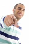 Handsome Male Pointing Towards Stock Photo