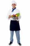 Smiling Chef With Fresh Vegetables Stock Photo