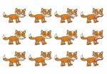 Set Of 12 Cute Cartoon Foxes Illustration Stock Photo