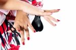 Hands Detail Of Flamenco Dancer In Beautiful Dress Stock Photo