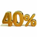 3d Gold 40 Forty Percent Discount Sign Stock Photo