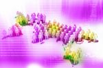 A Population Of Global People  On World Map Stock Photo