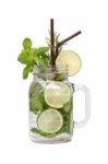 Lime Soda Mint Rosemary Fresh Drink Summer Isolated Stock Photo