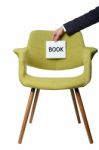 Businessman Hold Paper Note To Book Modern Green Armchair  Woode Stock Photo