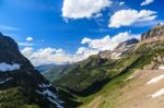 Landscape View In Glacier National Park At Logan Pass Stock Photo