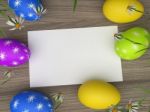 Easter Eggs Shows Gift Tag And Blank Stock Photo