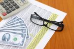 Dollar Symbol And Eye Glasses Stock Photo