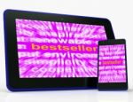 Bestseller Tablet Means Hot Favourite Or Most Popular Stock Photo