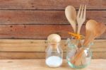 Wooden Spoon And Fork Stock Photo