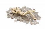 Dummy Relaxing On Money Stock Photo