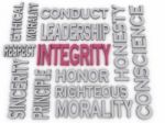 3d Imagen Integrity Concept Word Cloud Background Stock Photo